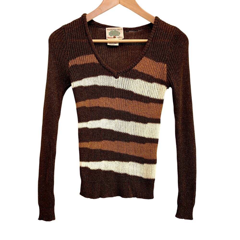 Vintage Y2K Long Sleeve Knit Sweater Womens Size M Earthy Neutral Boho Comfort